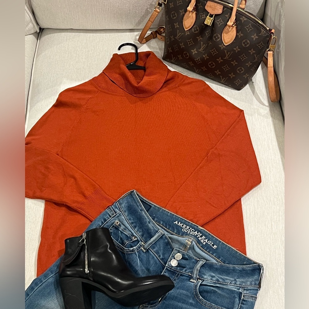 Orange Turtleneck Tunic Sweater